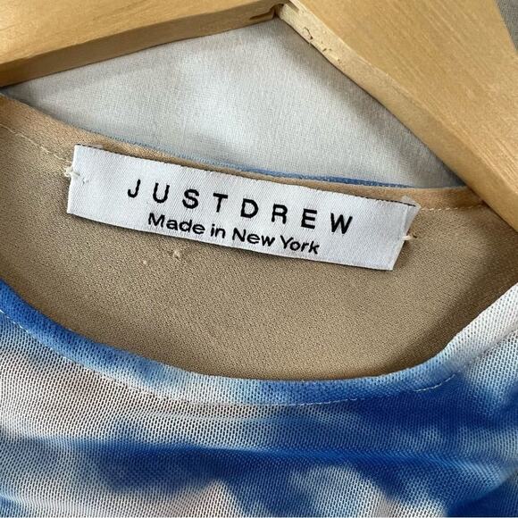 Just Drew Women's XS - S Fitted Cloud Mini Dress Long Sleeve Blue Bodycon - Picture 4 of 5